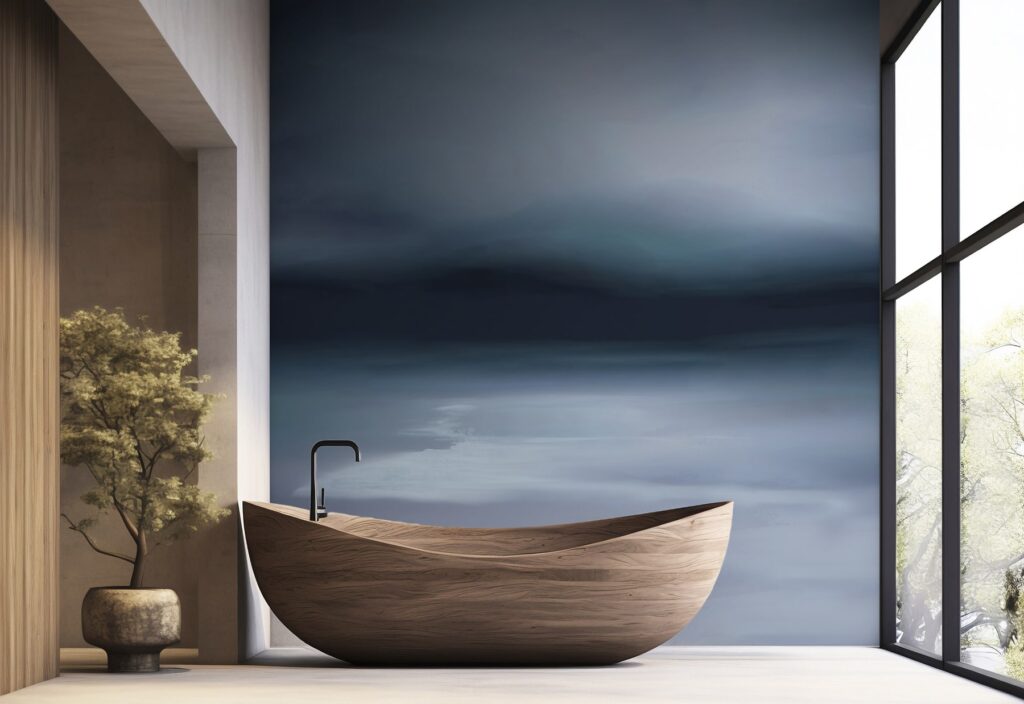 zidne tapete Morska rapsodija MagisWall, apstraktni morski motivi na tapetama, detalj tapeta s plavim valovima