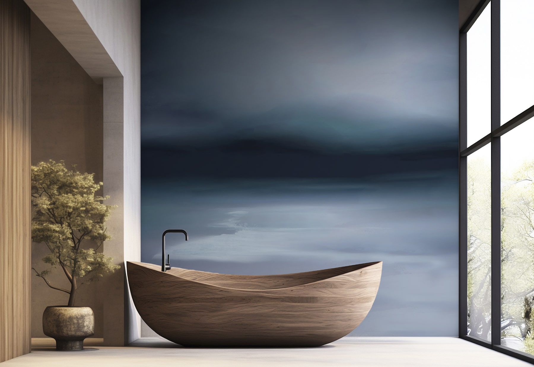 zidne tapete Morska rapsodija MagisWall, apstraktni morski motivi na tapetama, detalj tapeta s plavim valovima