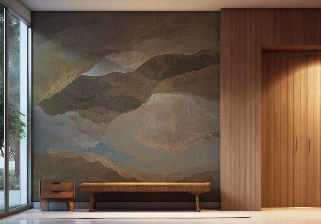 zidne tapete Morska rapsodija MagisWall, apstraktni morski motivi na tapetama, detalj tapeta s plavim valovima