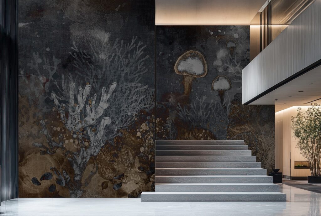 zidne tapete Morska rapsodija MagisWall, apstraktni morski motivi na tapetama, detalj tapeta s plavim valovima