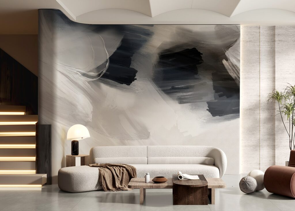 zidne tapete Morska rapsodija MagisWall, apstraktni morski motivi na tapetama, detalj tapeta s plavim valovima