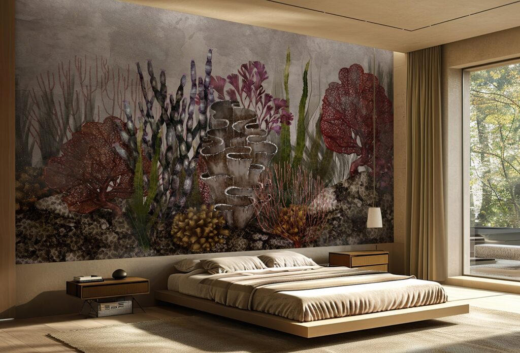 zidne tapete Morska rapsodija MagisWall, apstraktni morski motivi na tapetama, detalj tapeta s plavim valovima