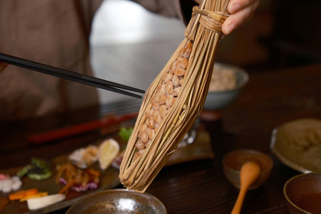 Natto, tradicionalna japanska fermentirana soja poslužena s rižom
