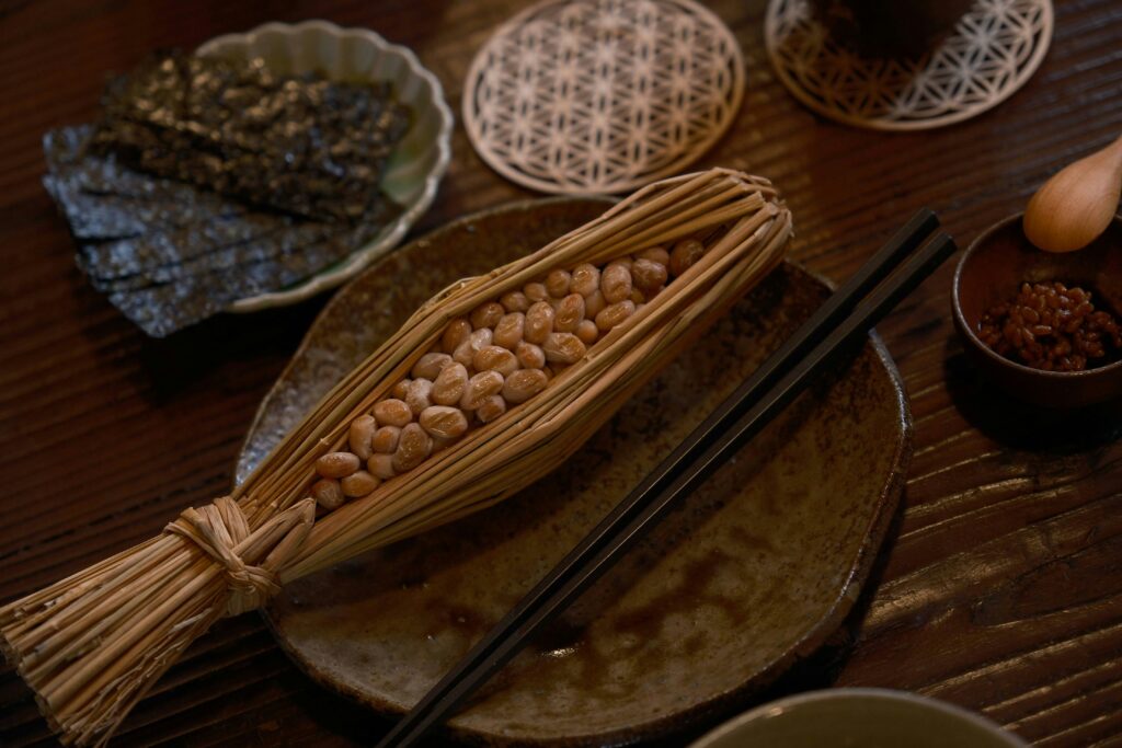 Natto, tradicionalna japanska fermentirana soja poslužena s rižom